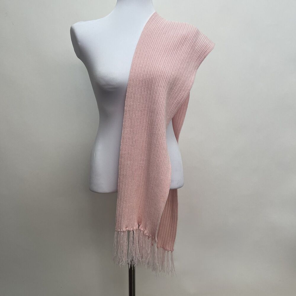 Women's Scarf Ribbed‎ Pink with Fringe